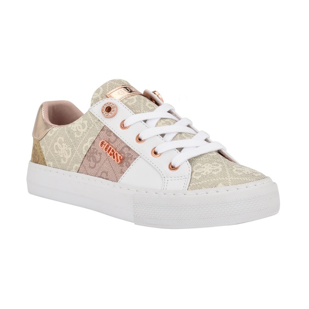 NIB~Guess Gold and White Sneakers for Stylish Comfort